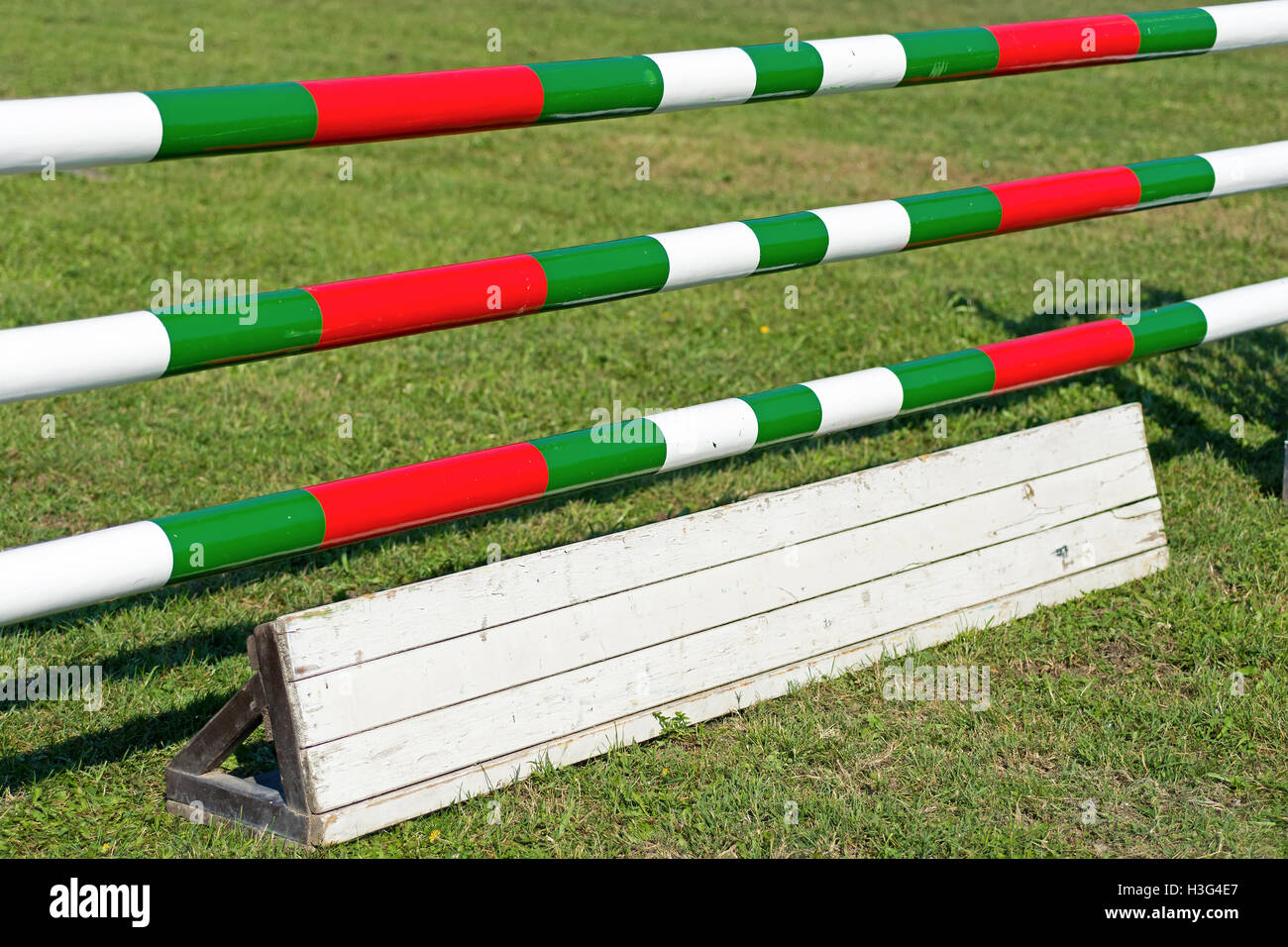 Horse Jumping Hurdle. Equestrian Sports Stock Photo Alamy
