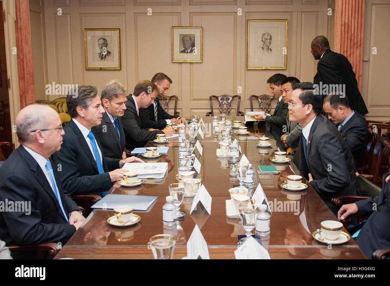 U.S. Deputy Secretary of State Antony &quot;Tony' Blinken hosts a working luncheon with Vietnam Vice Foreign Minister Ha Kim Ngoc and his counterparts at the U.S. Department of State in Washington, D.C. on August 1, 2016. Stock Photo