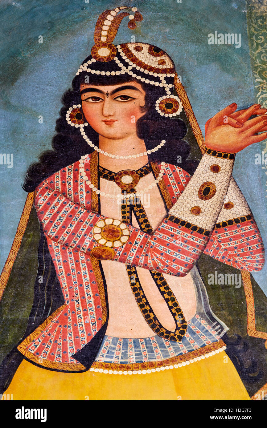 Iran, Fars Province, Shiraz, Qajar era painting, dancing girl Stock Photo
