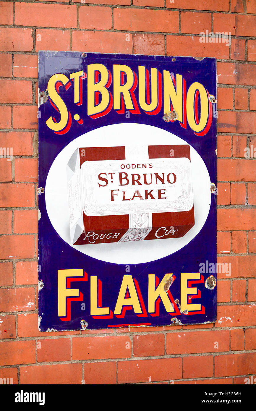 Enamel Plate Advertising St Bruno Flake Tobacco Hi res Stock 