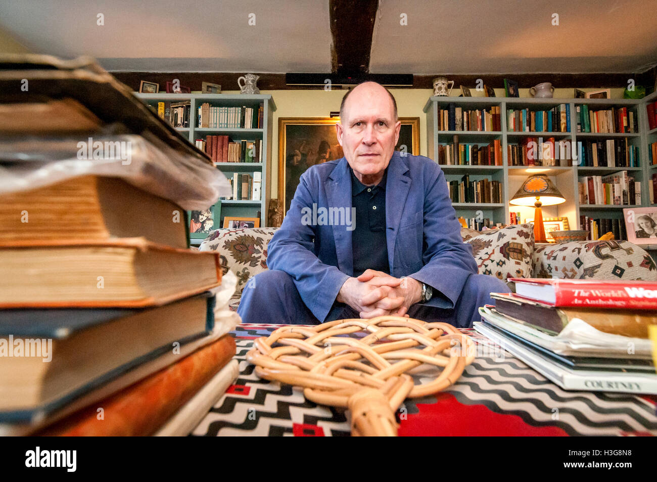 Screenplay writer and author William Nicholson, at his home in Barcombe, near Lewes, East Sussex. Stock Photo