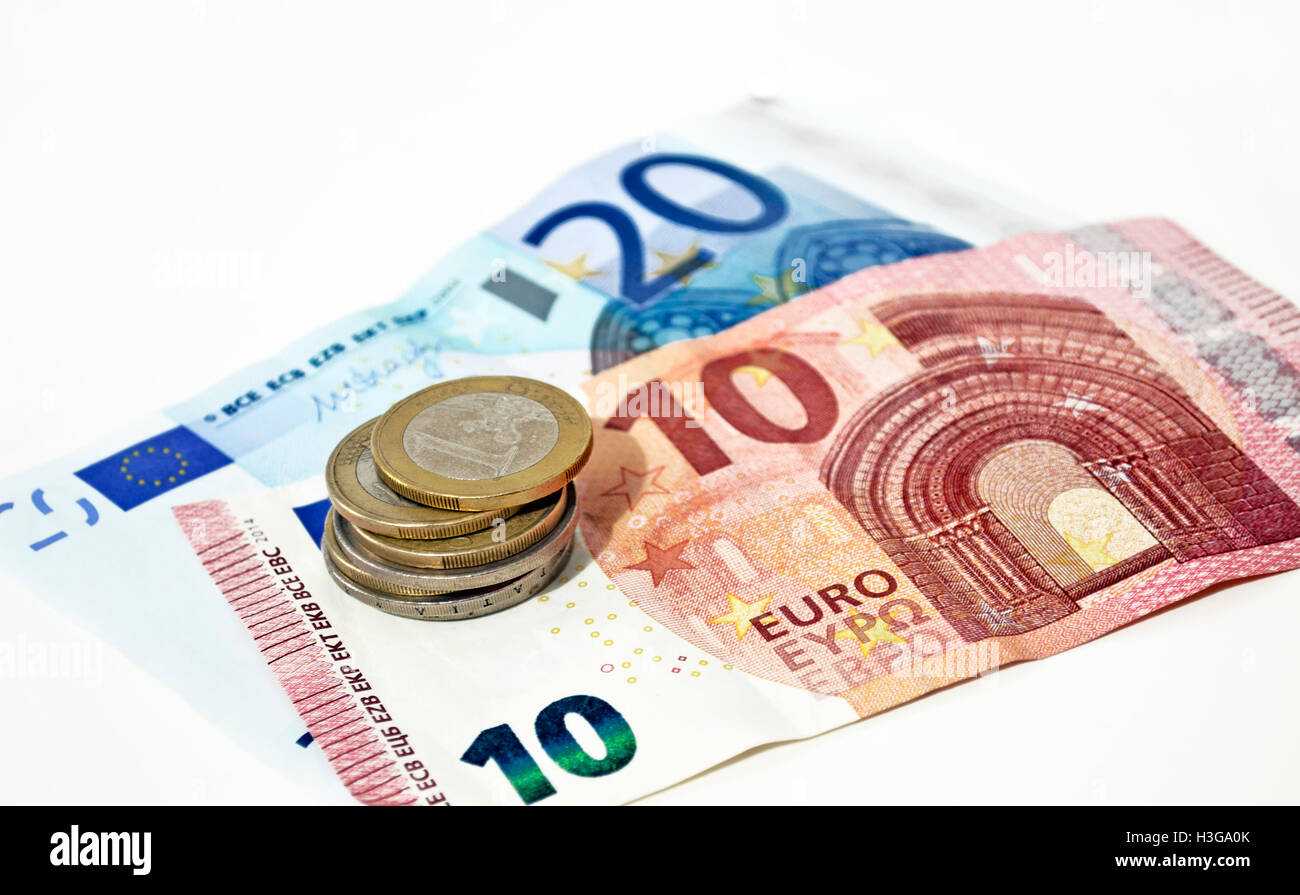 save money concept  - euros and coins Stock Photo