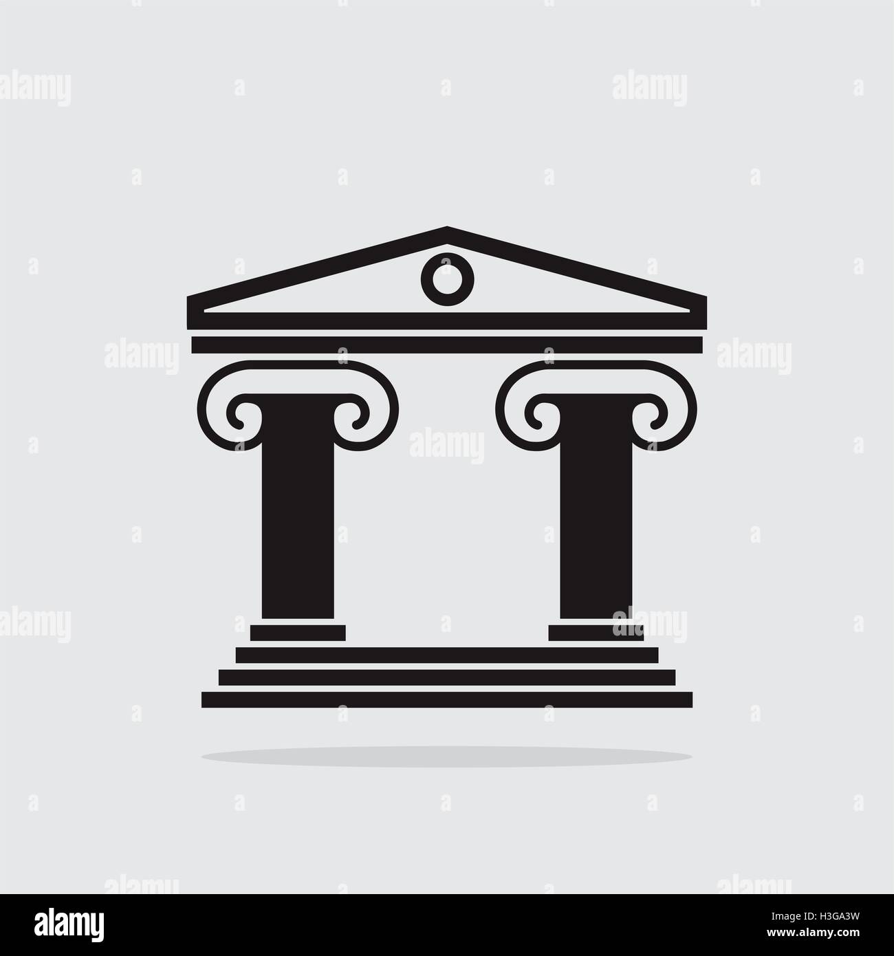vector black and white icon of ancient greek architecture building with columns Stock Vector