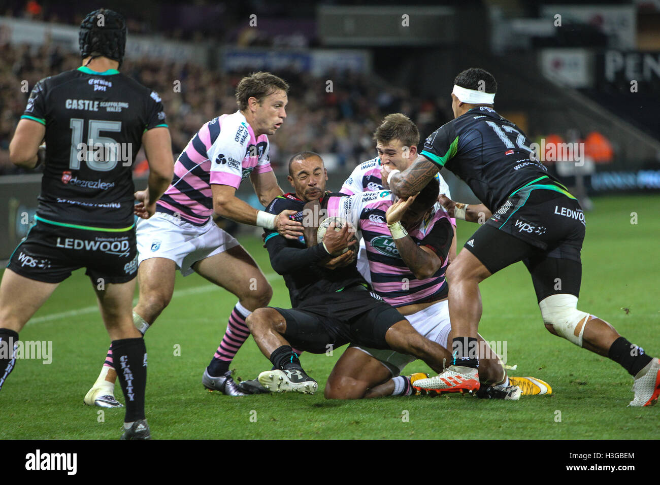 Ospreys v Cardiff Blues, Guinness Pro 12 Rugby Match, 7th October 2017, The Liberty Stadium, Swansea Stock Photo