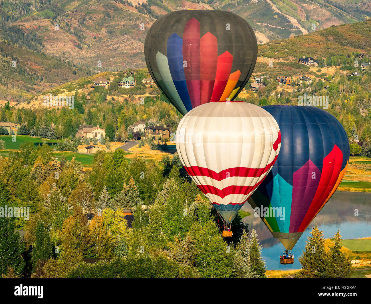 Hot air balloons a autumn aloft in Park City, Utah Stock Photo Alamy