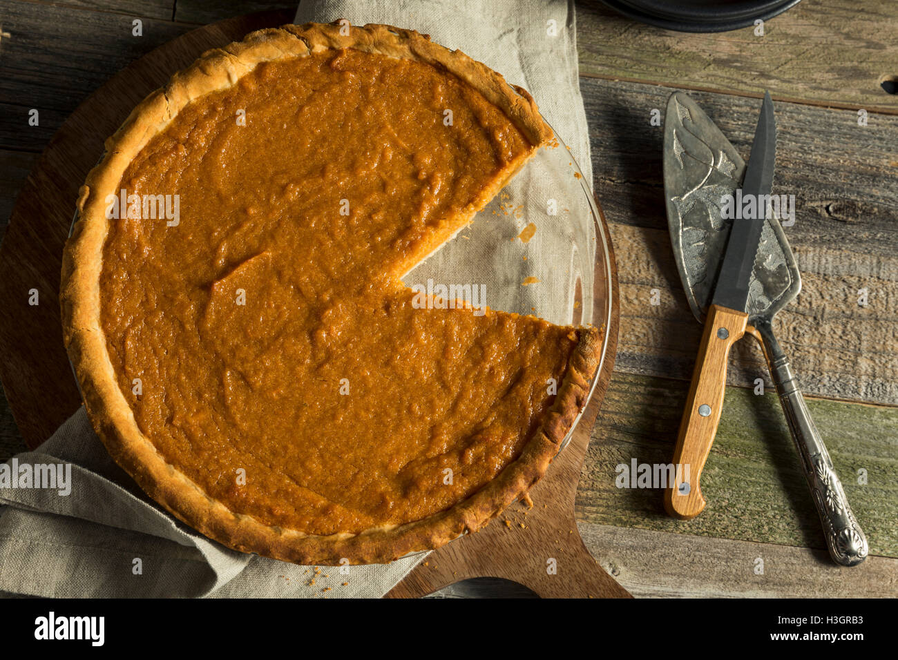 Homemade Festive Sweet Potato Pie For Thanksgiving Stock Photo