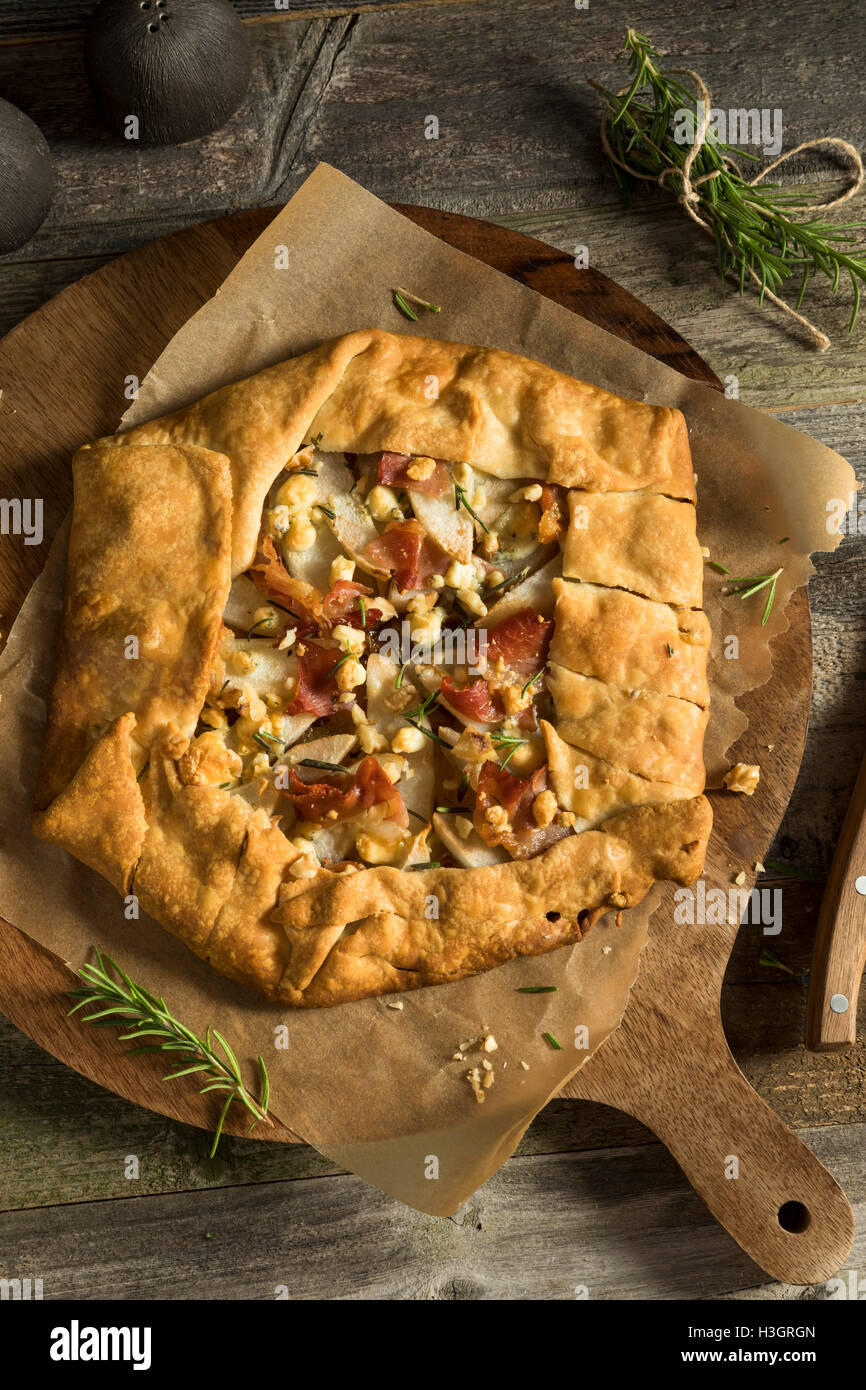 Savory Prosciutto Cheese and Pear Galette Ready to Eat Stock Photo Alamy