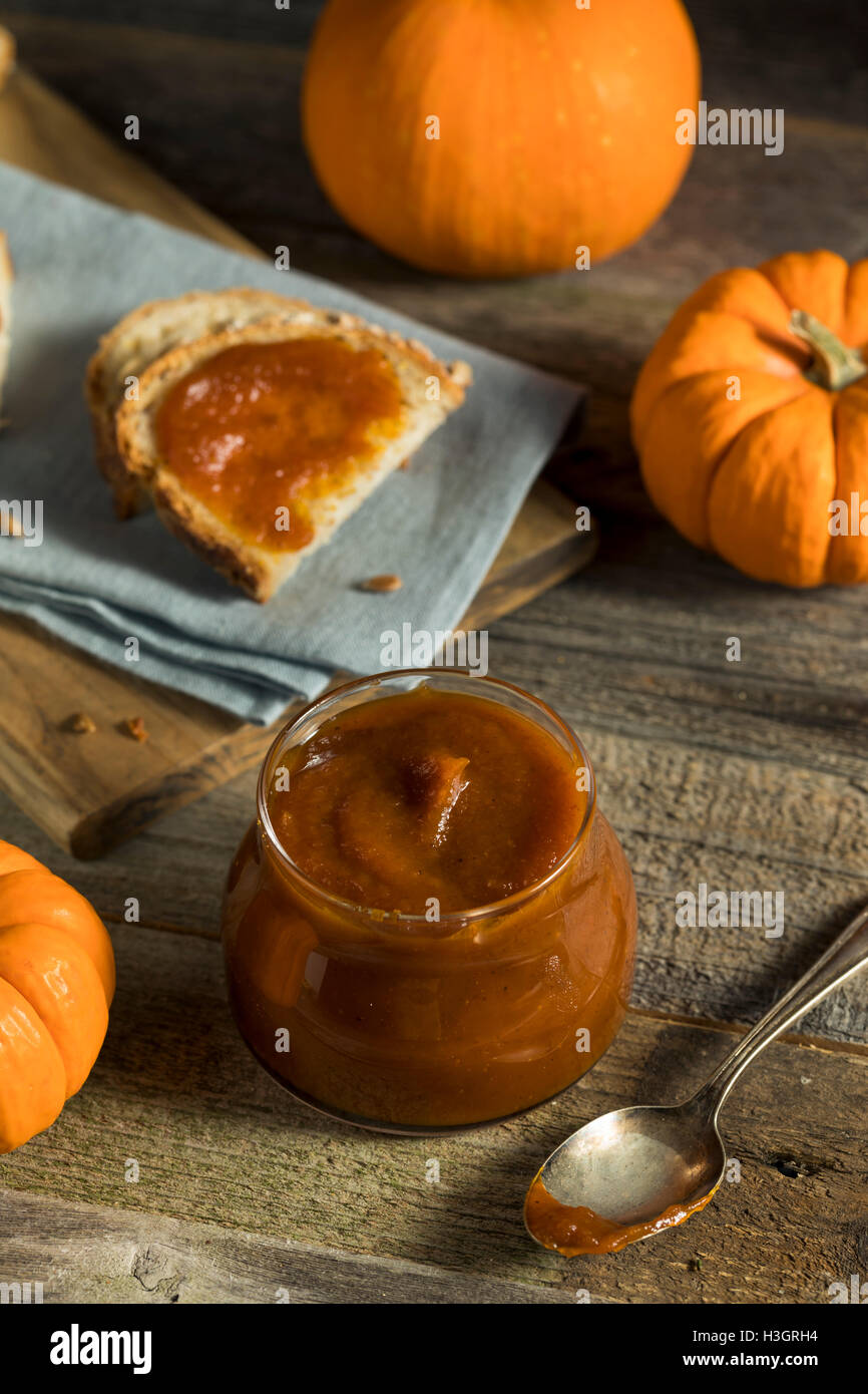 Organic Homemade Pumpkin Butter Spread on Bread Stock Photo Alamy