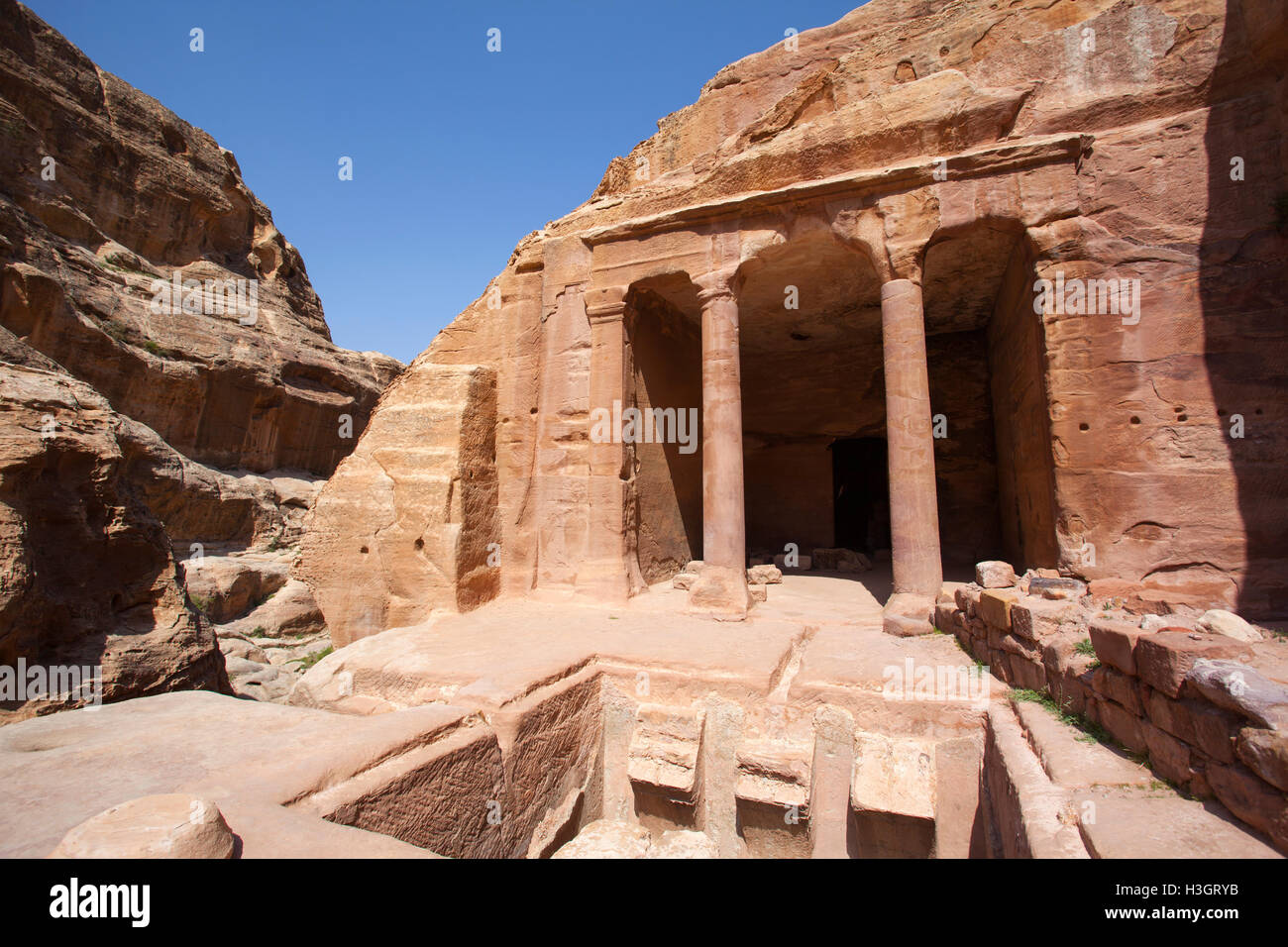 The 'Garden Tomb' inside the lost city of Petra, Jordan, Middle East. Stock Photo