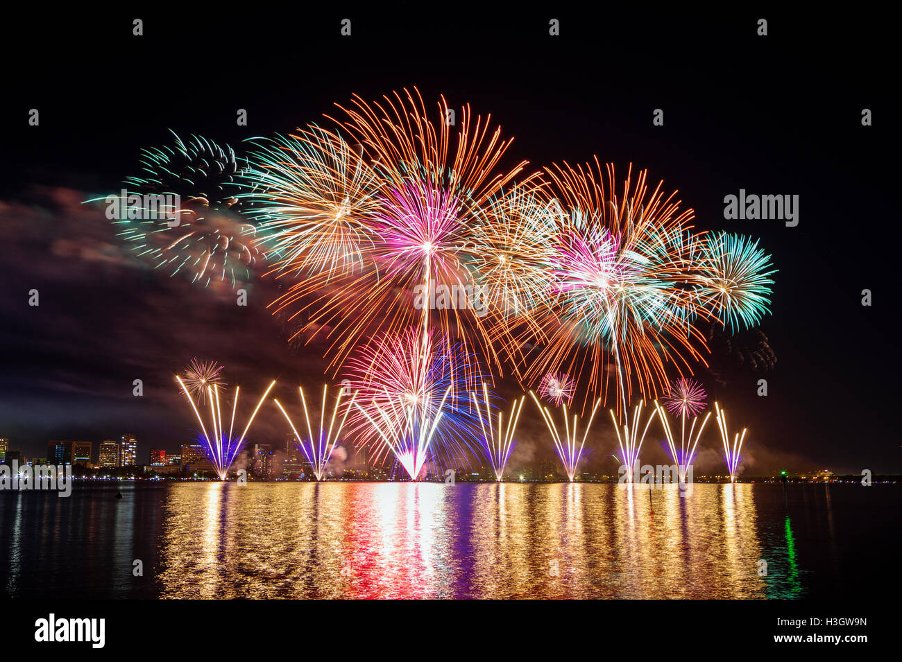 Australia Day Fireworks, Perth, Western Australia. The fireworks held