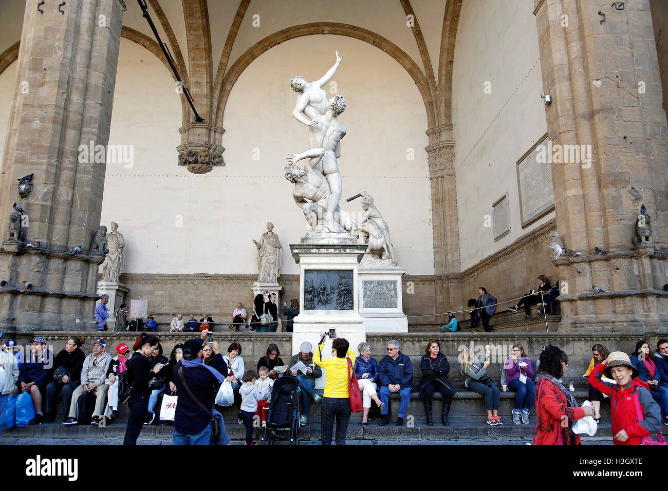 Statua Ratto delle Sabine del Giambologna Florence 7th October 2016. Places and monuments of the city. Foto Samantha Zucchi Insi Stock Photo
