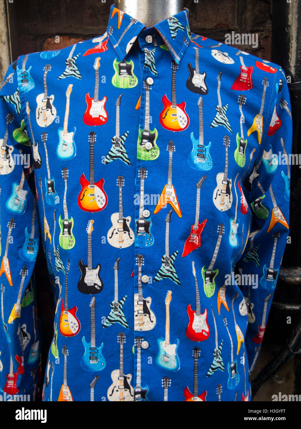 Vintage electric guitar shirt Stock Photo