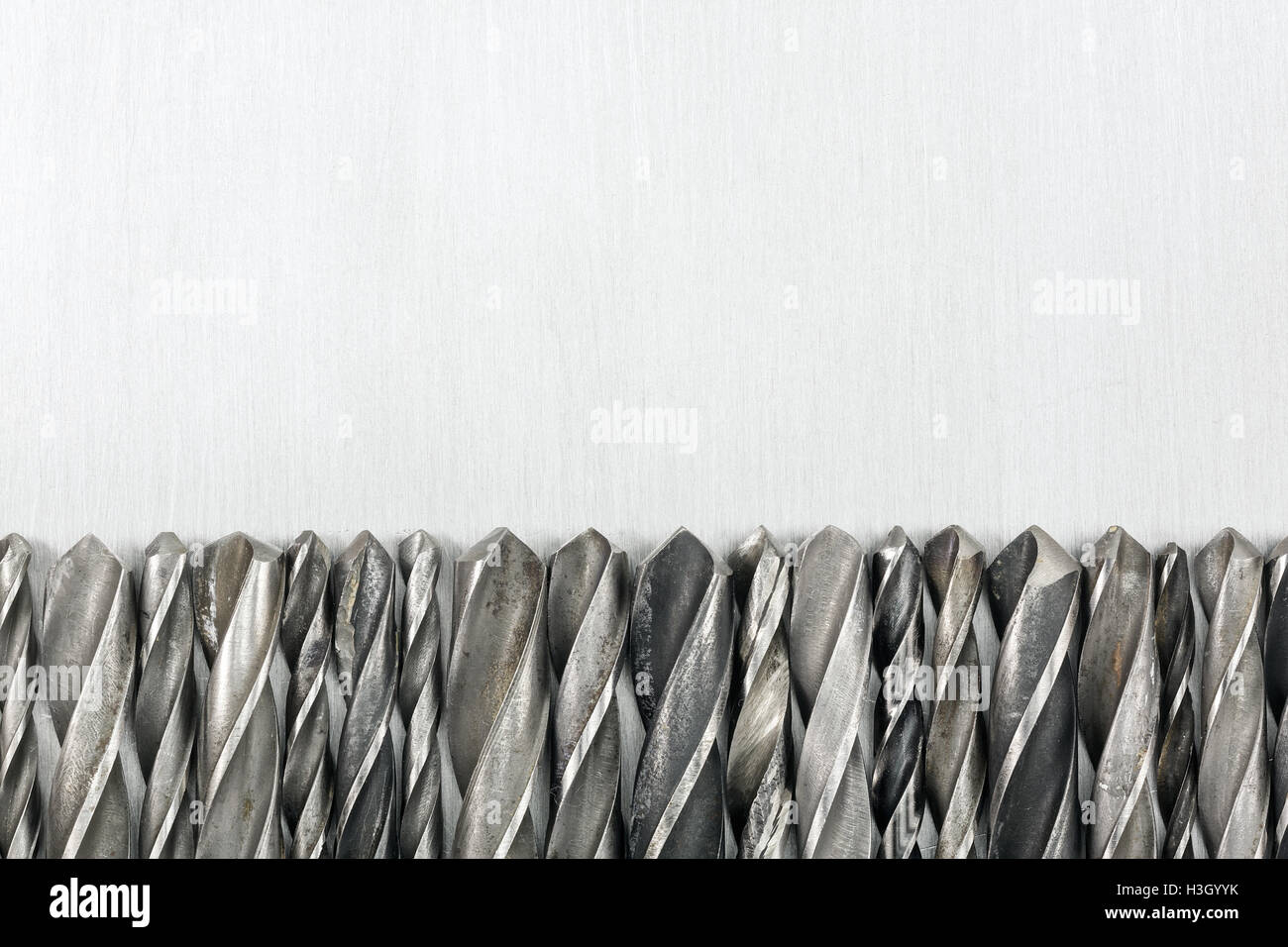 Various used metal drill bits in a row Stock Photo Alamy