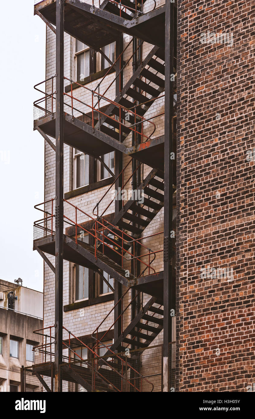 Image of old metal factory staircase. Stock Photo
