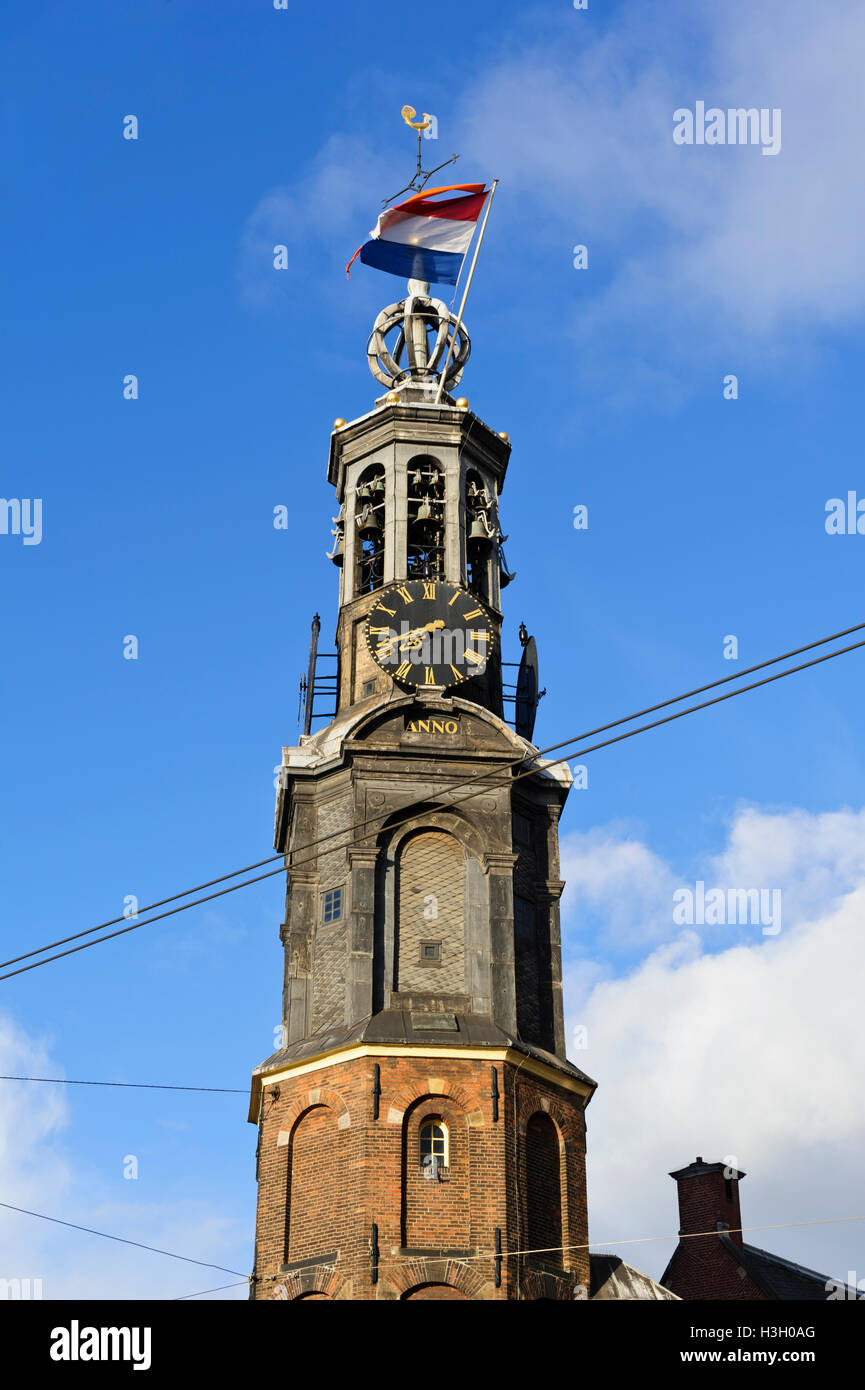 Munttoren clock tower in Muntplein square, Amsterdam, Netherlands Stock