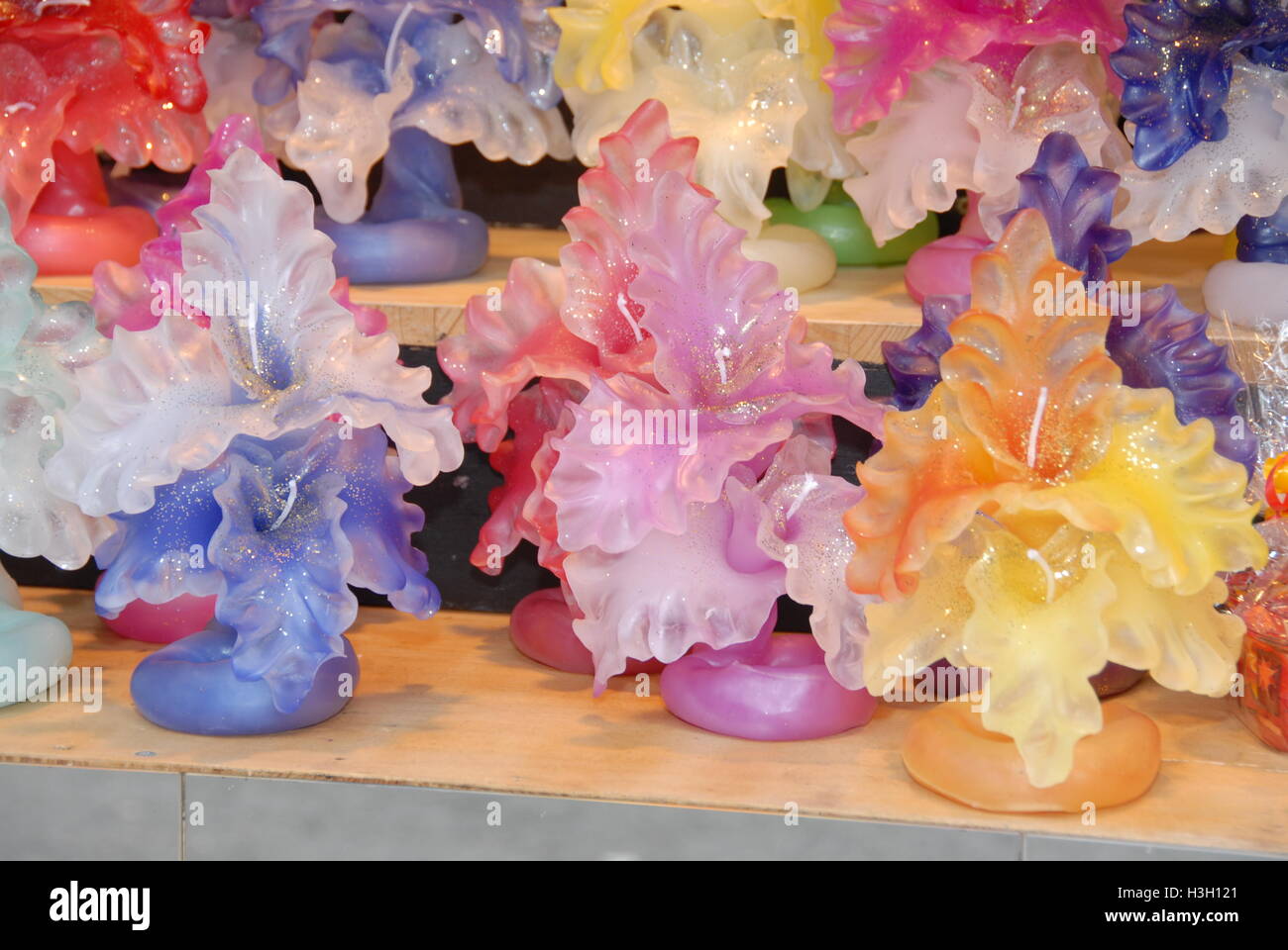 Handmade glass Christmas tree decorations on sale at the Children's