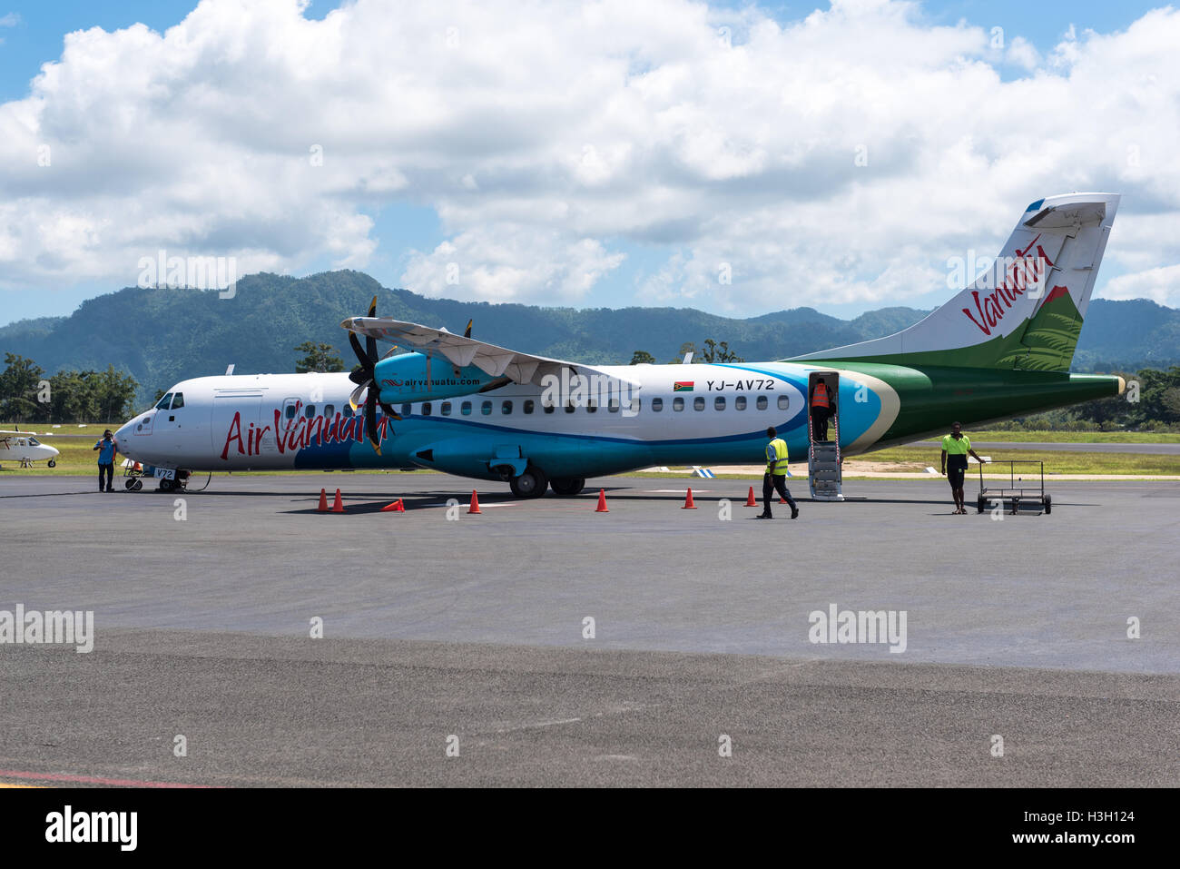 Portvila, Vanuatu - September 27, 2016:  Air Vanuatu ATR 72-500 plane at Portvila airport Stock Photo