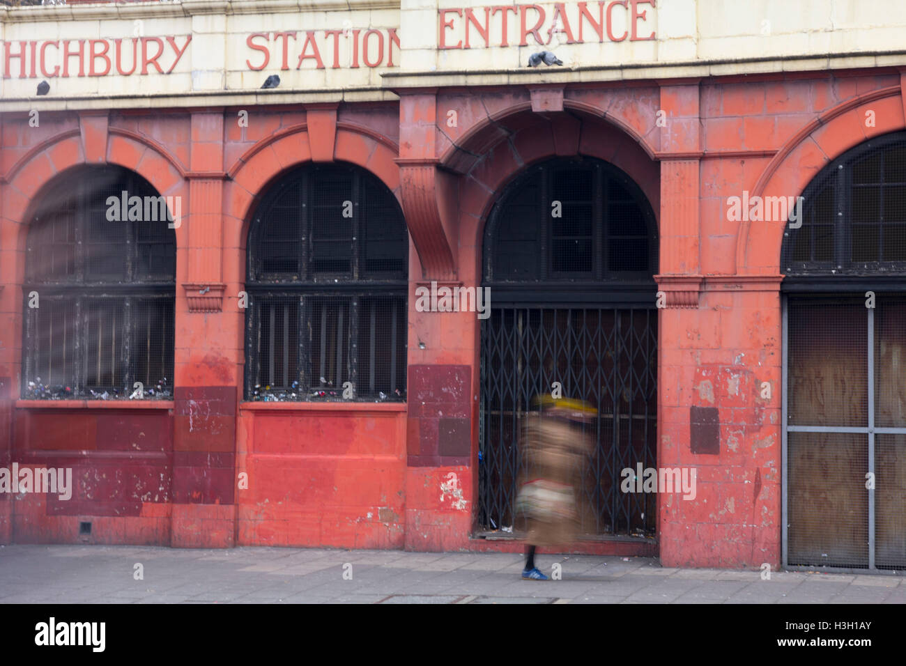 Ghostly image outside old Highbury Station, London Stock Photo
