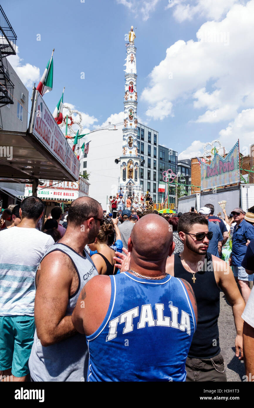 New York City,NY NYC Brooklyn,Williamsburg,Italian neighborhood,Our Lady Of Mount Carmel Feast Day,religious festival,street fair,tradition,heritage,O Stock Photo