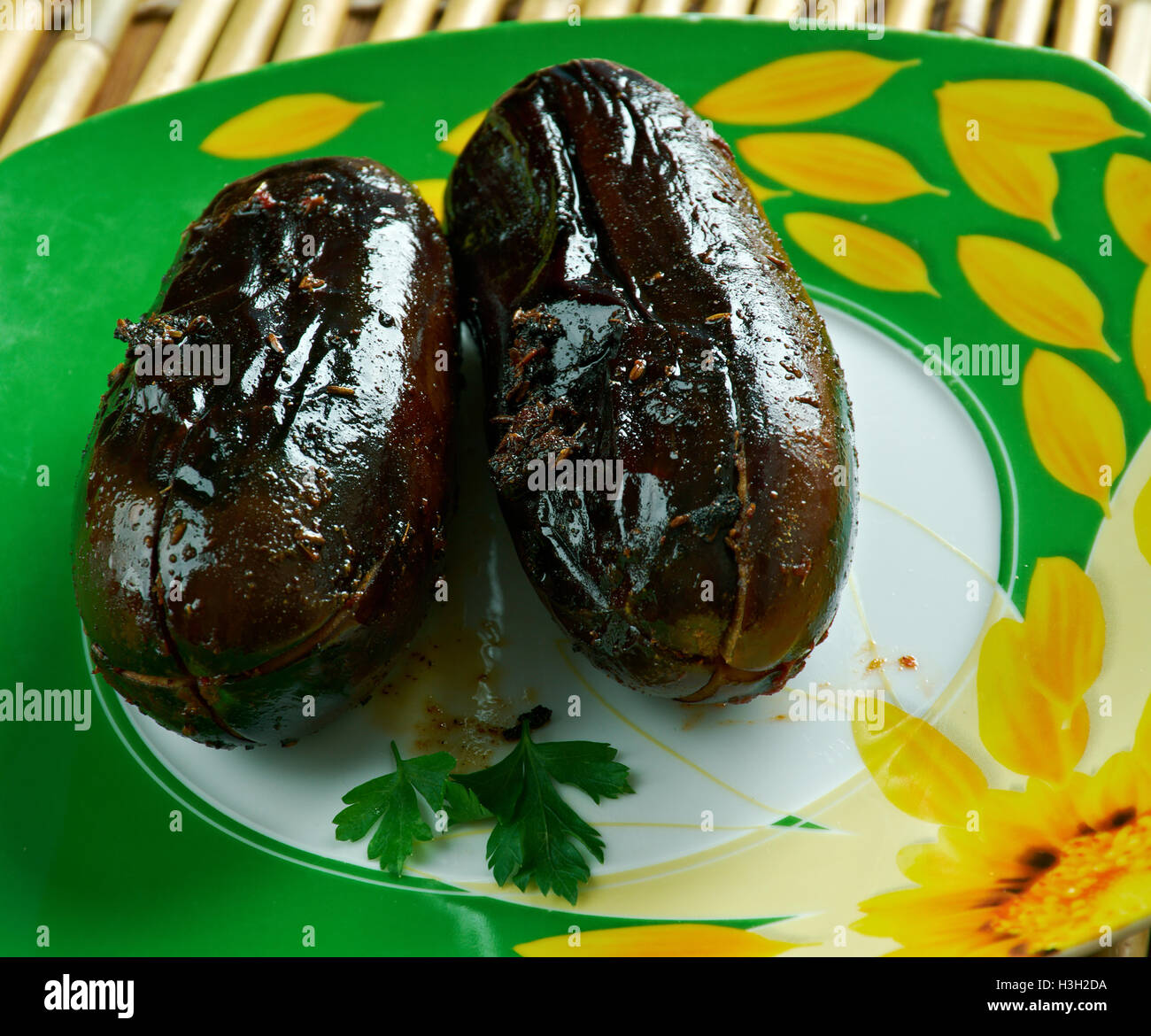 Bharvan Baingan Stuffed Roasted Eggplant.Indian food Stock Photo Alamy