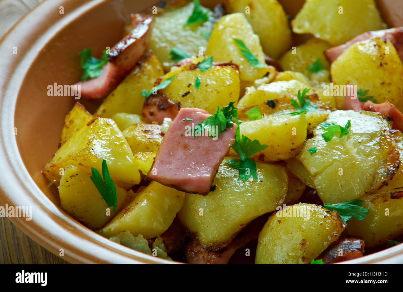 Bratkartofle  - Polish Home fries close up Stock Photo