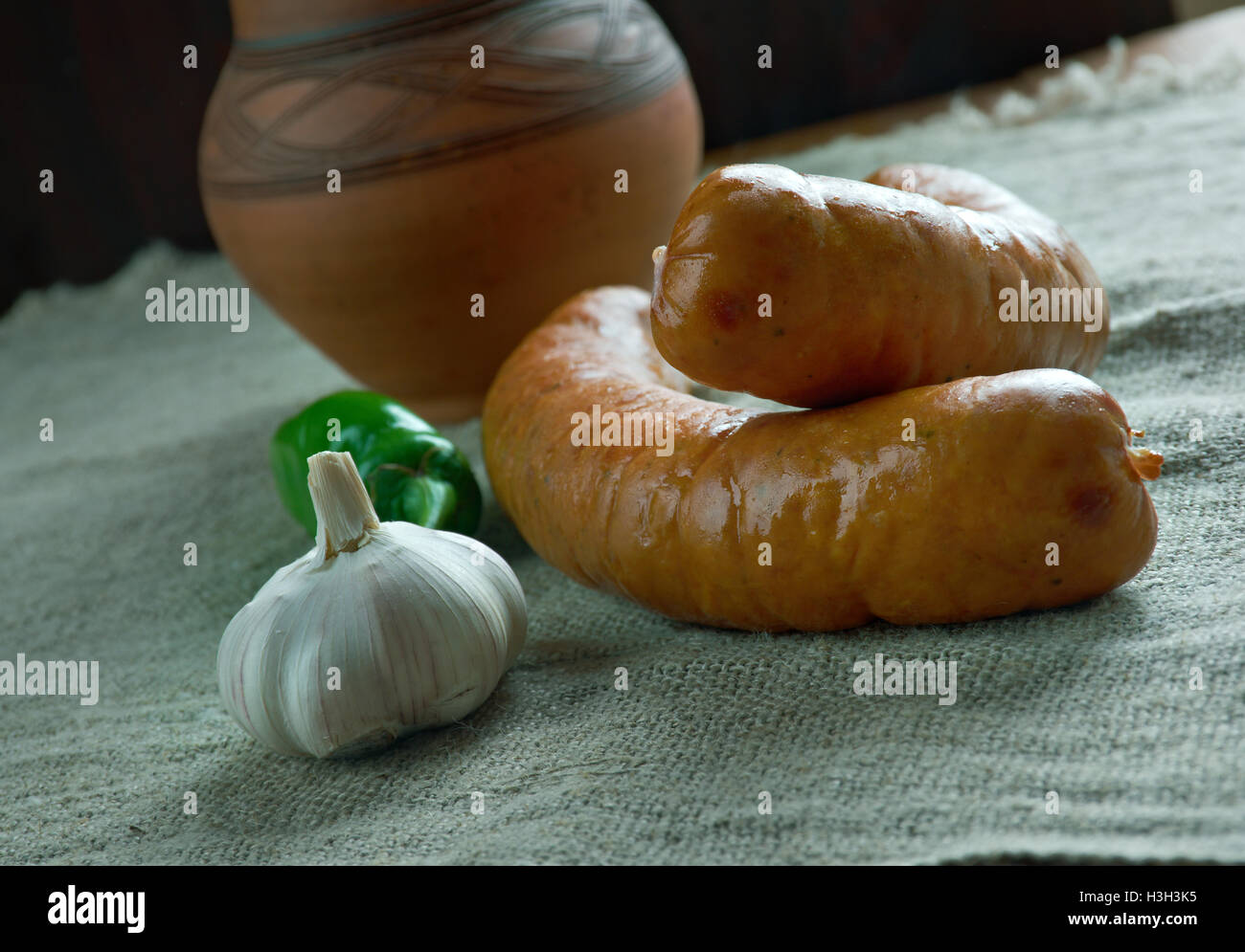 Sausage kielbasa krakowska sucha hires stock photography and images