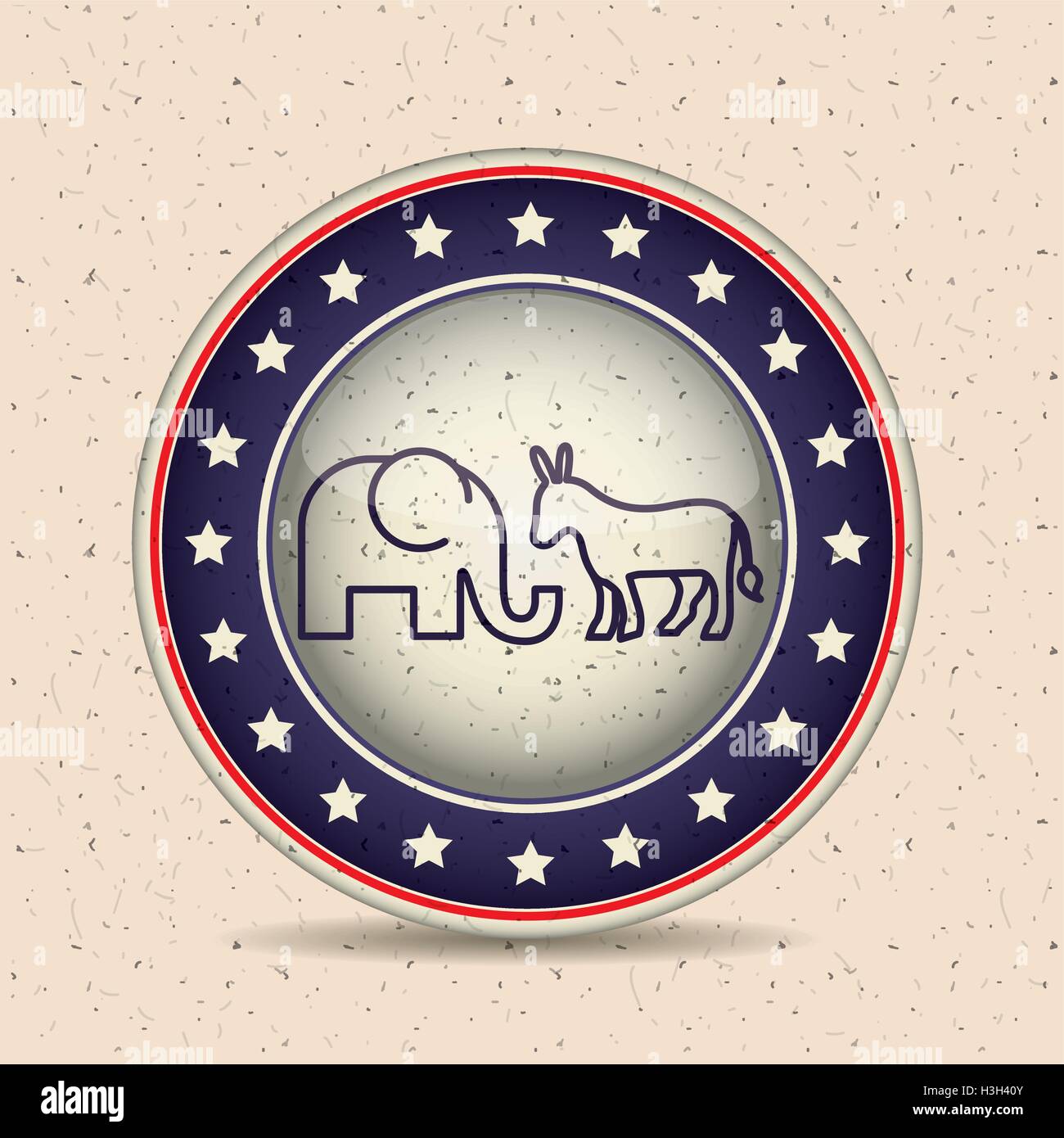Donkey and elephant of vote inside button design Stock Vector Image ...