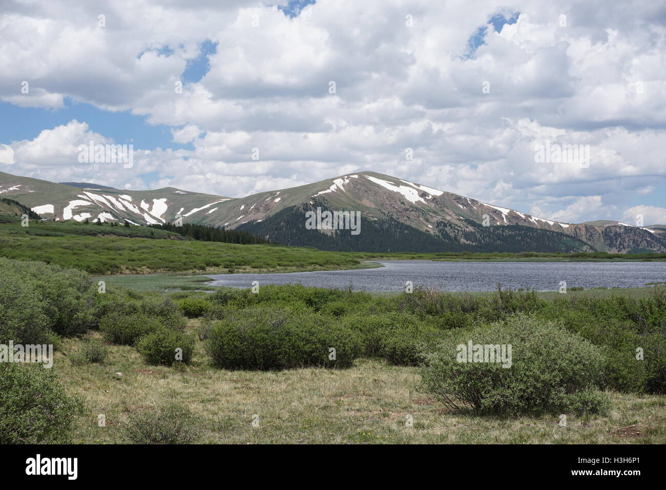 Mountains and Lake near Mount Bierstadt Stock Photo