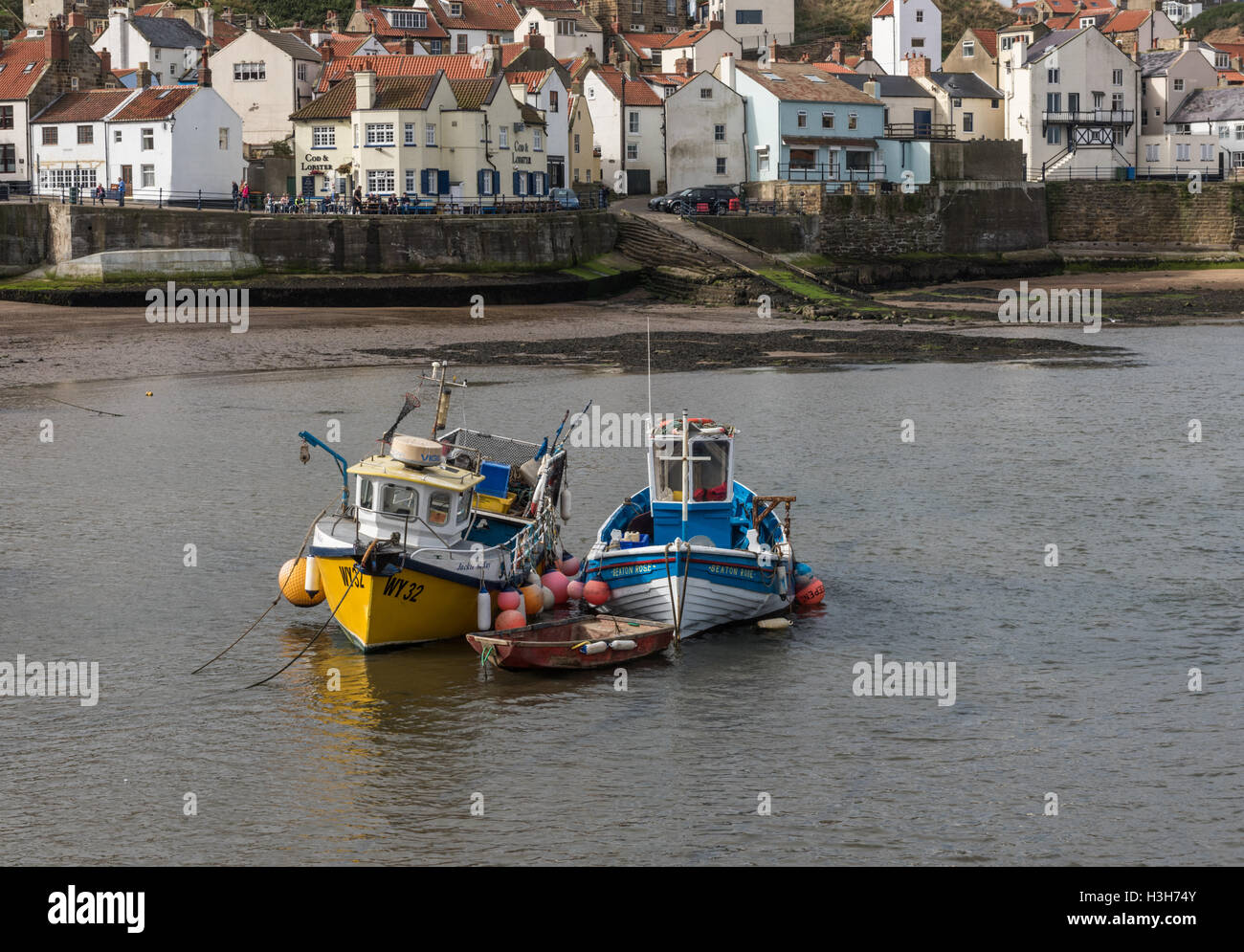 Staithes Harbour on The North Yorkshire Coast Stock Photo