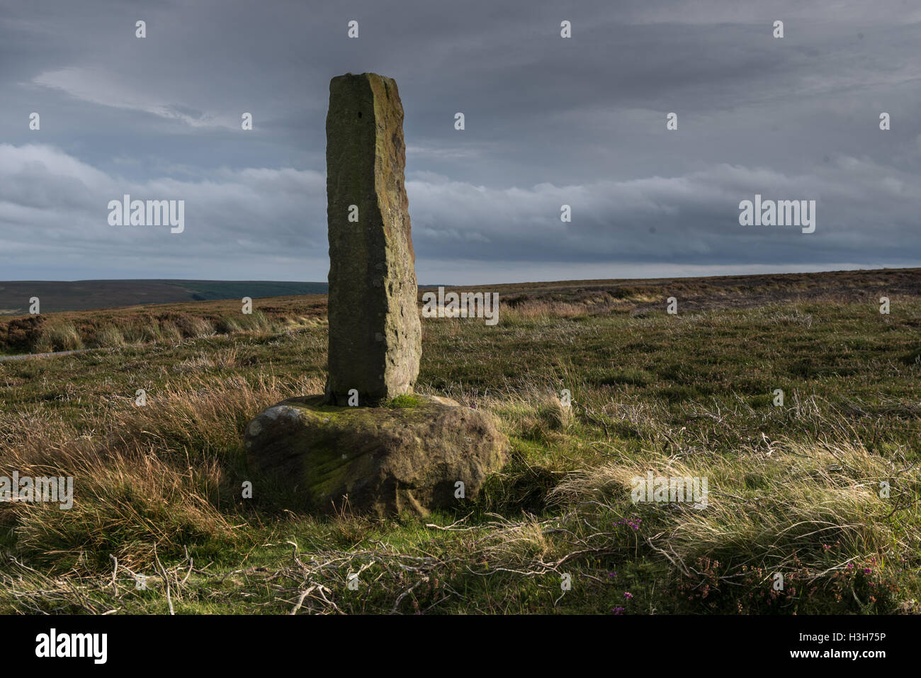 Medieval Wayside Cross on Black Hill near Glaisdale in the North York Moors Stock Photo