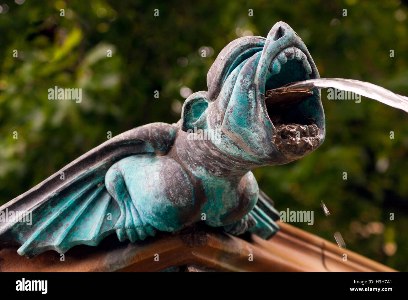 Water Fountain Gargole Manchester Stock Photo Alamy