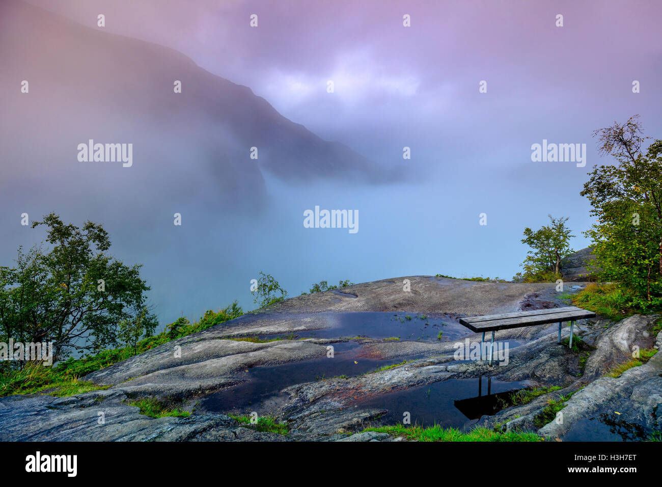 Mountain landscape in early morning with cloudy sky. Composition of ...