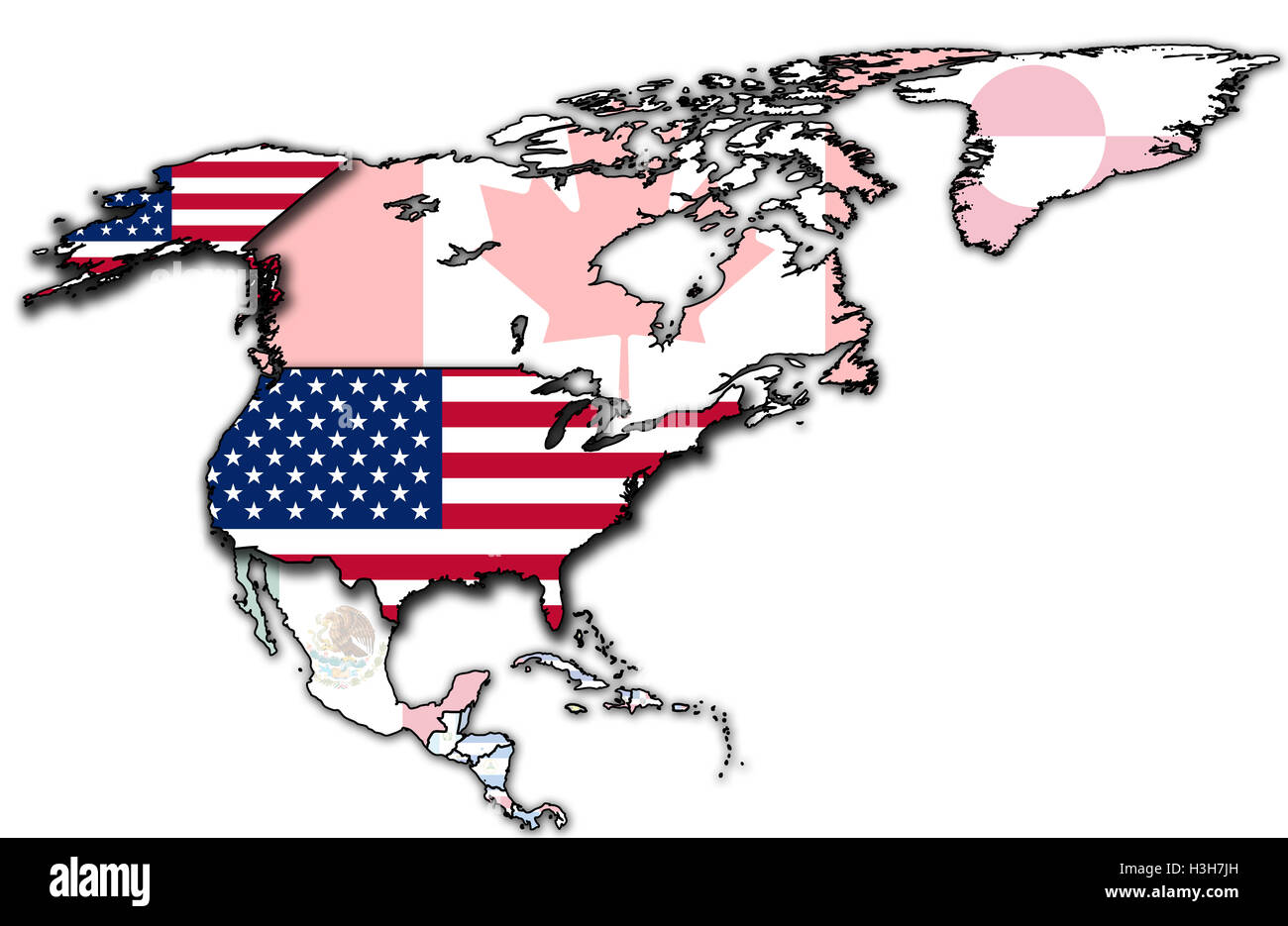 some very old grunge map with flag of usa Stock Photo