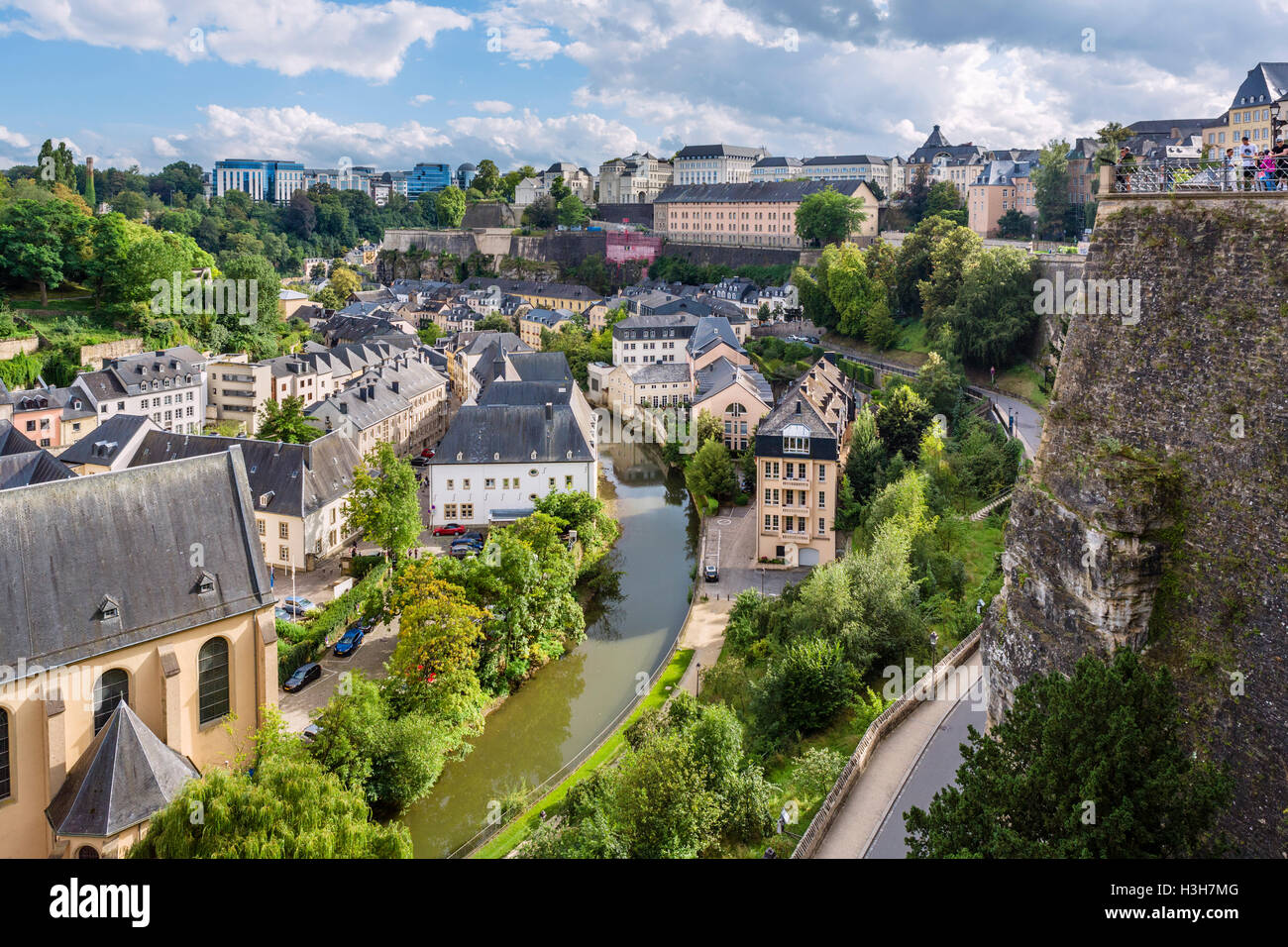 View from the Rue de la Corniche in the old town (La Vieille Ville), Luxembourg city, Luxembourg Stock Photo