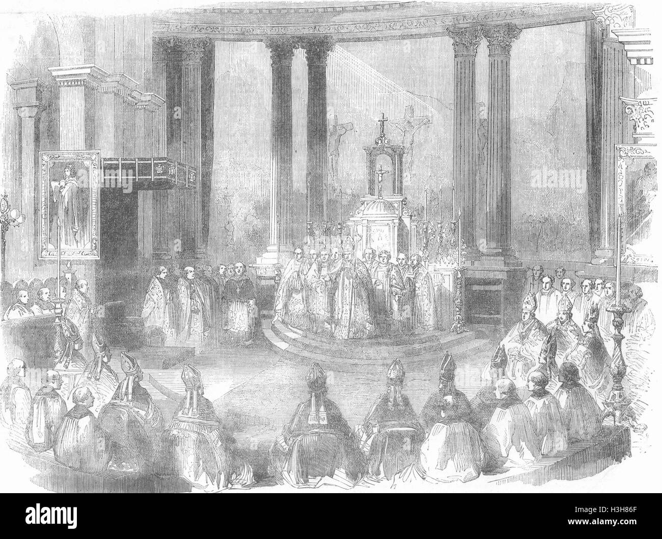LONDON St Mary's Catholic Church, Moorfields 1856. Illustrated London News Stock Photo