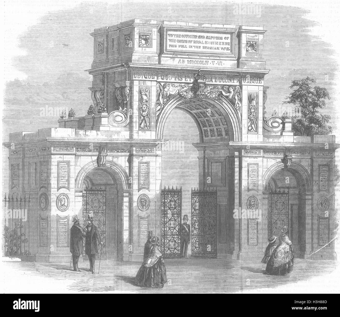 KENT Crimea Memorial, Brompton Barracks, Chatham 1860. Illustrated London News Stock Photo