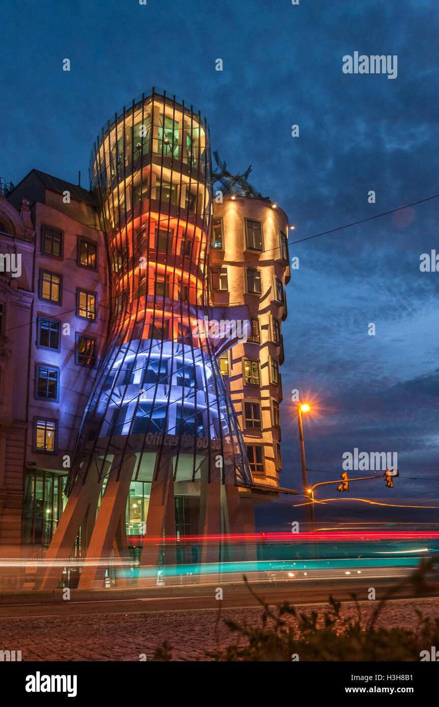 The Dancing House at night, Prague Stock Photo Alamy