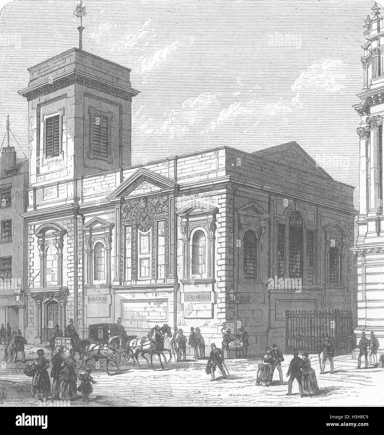 LONDON St Mildred's Church, Poultry 1872. Illustrated London News Stock