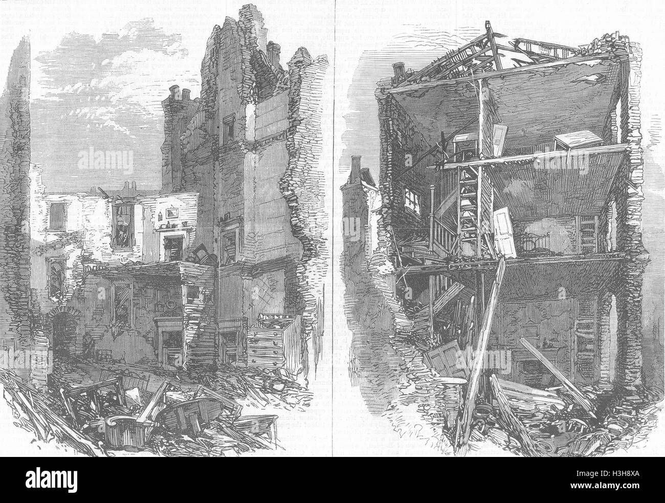 LONDON Interiors of houses, Corporation Lane 1867. Illustrated London