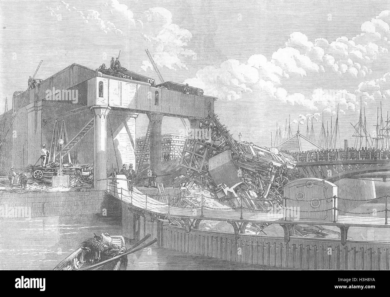 WALES railway accident, Swansea 1865. Illustrated London News Stock Photo