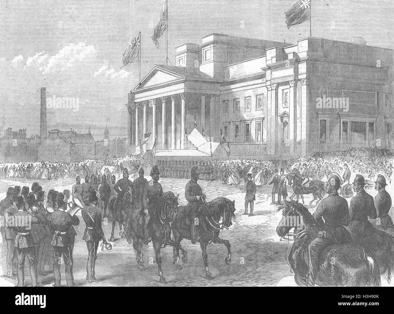 LANCS Royals, Liverpool library 1865. Illustrated London News Stock Photo