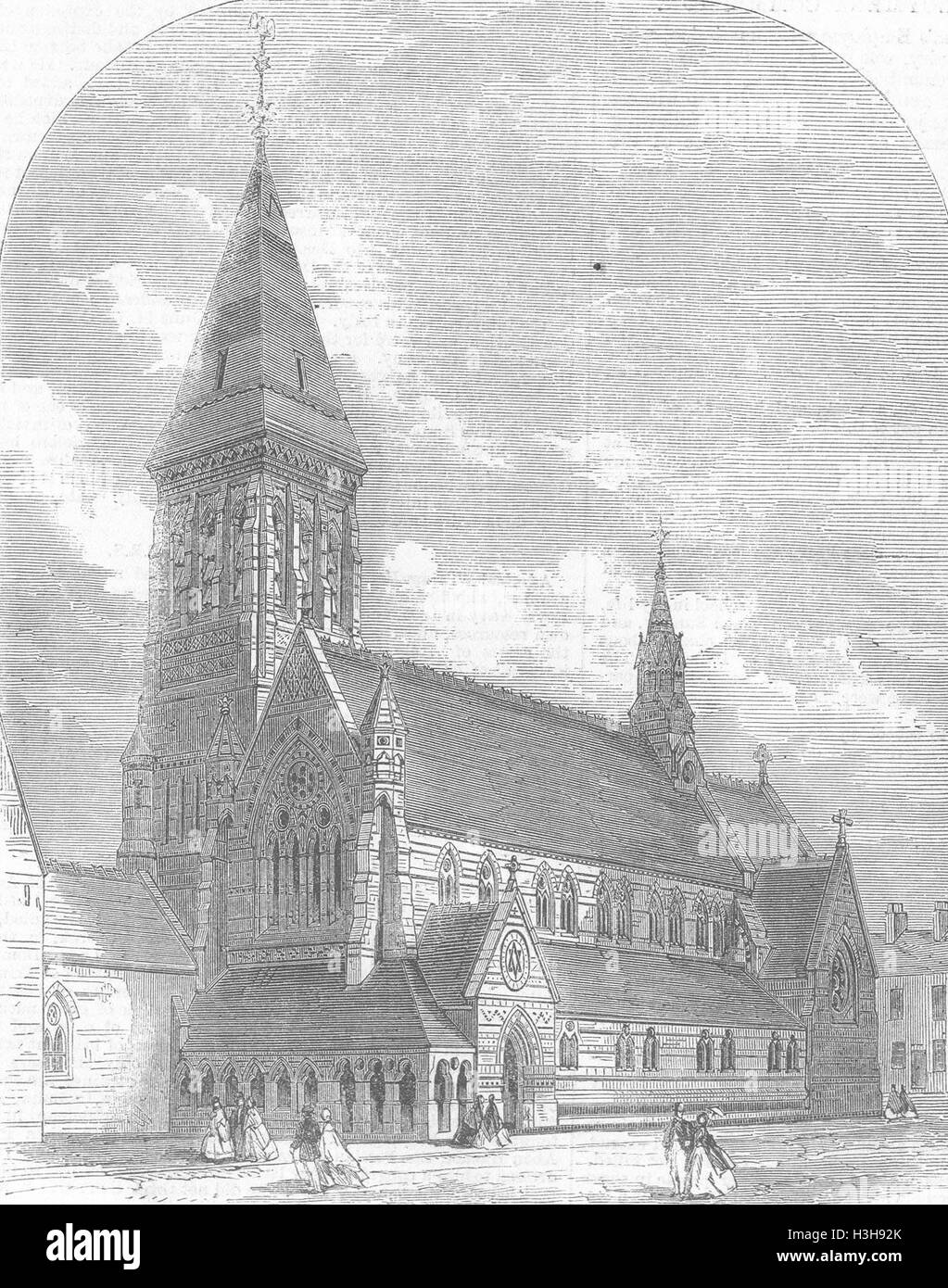 LONDON St Michael & all angels church, Shoreditch 1865. Illustrated London News Stock Photo