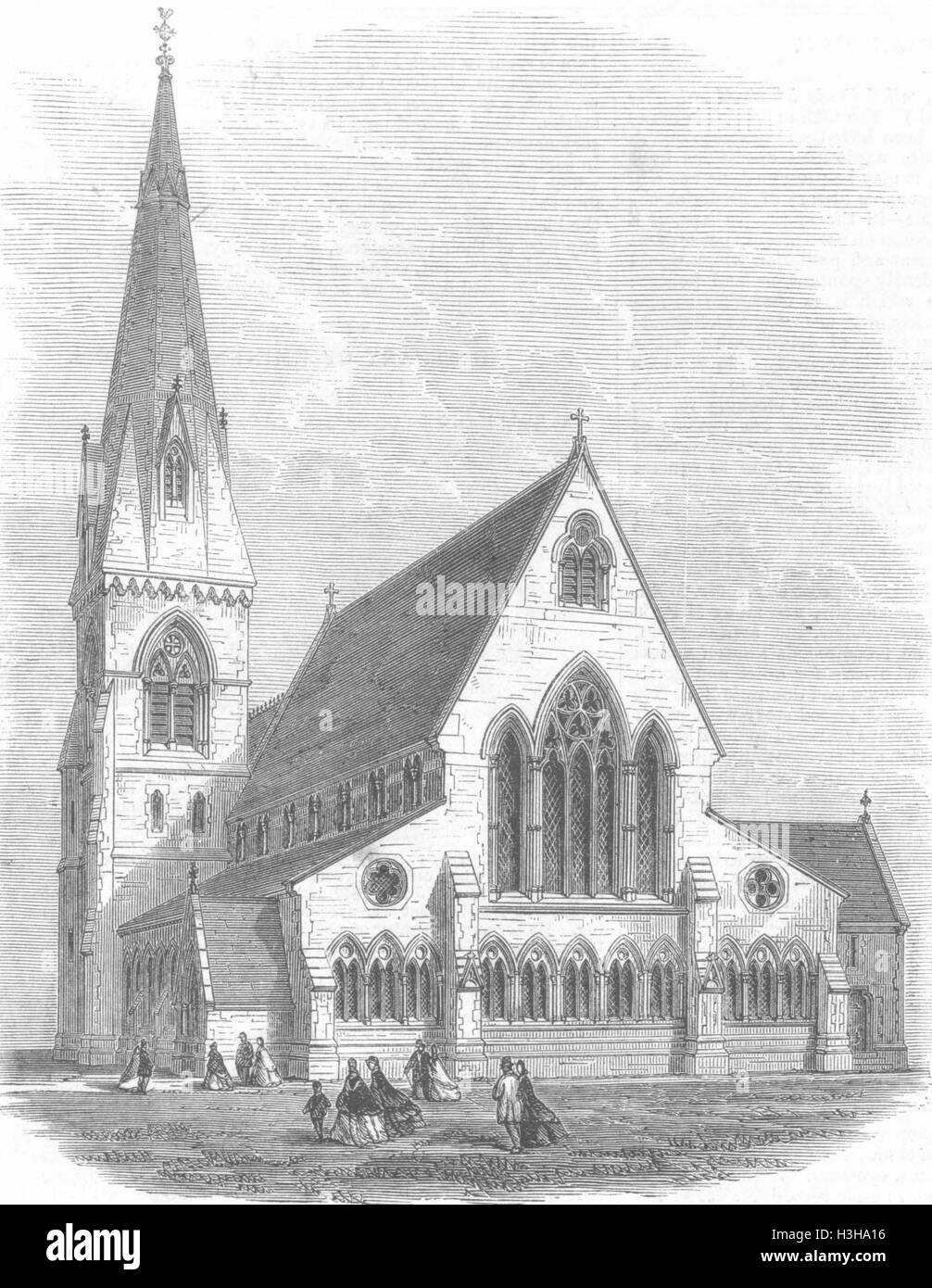 LANCS St Saviour's Church, Bacup, Lancashire 1865. Illustrated London News Stock Photo