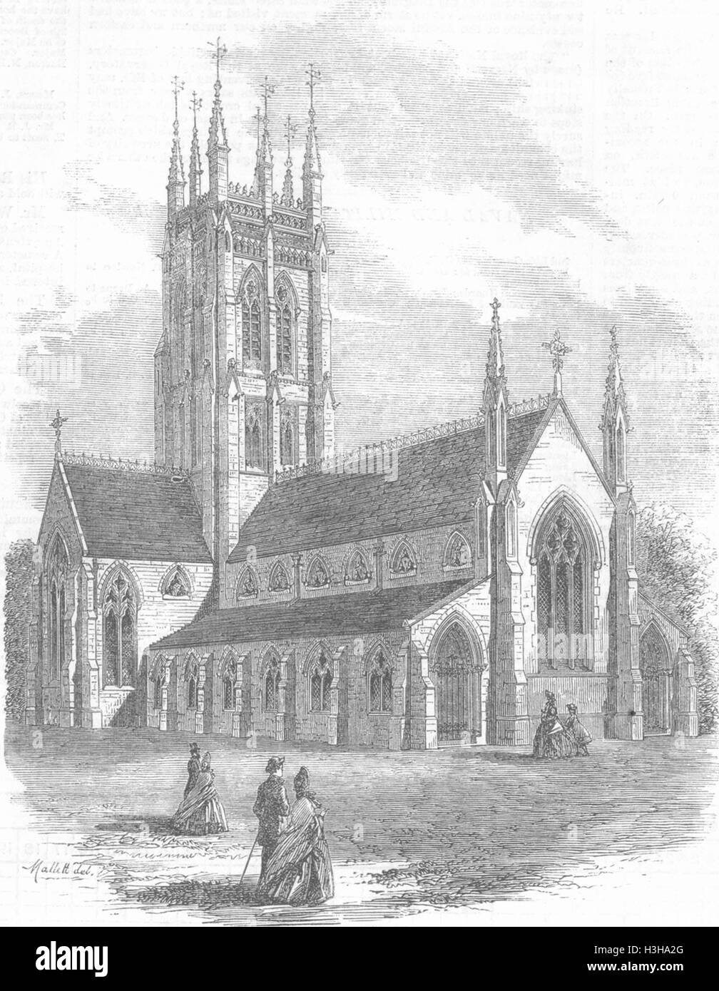 LONDON St Saviour's Church, Clapham 1864. Illustrated London News Stock Photo