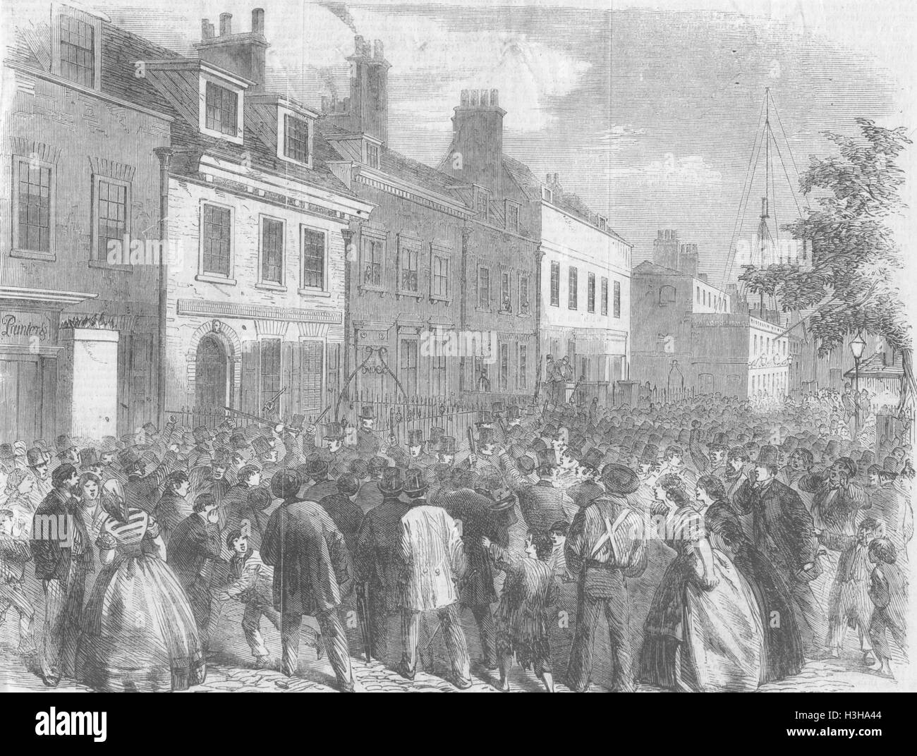 Sir George Riots LONDON Riot, Mission House, St George's, East 1859. Illustrated Times ...
