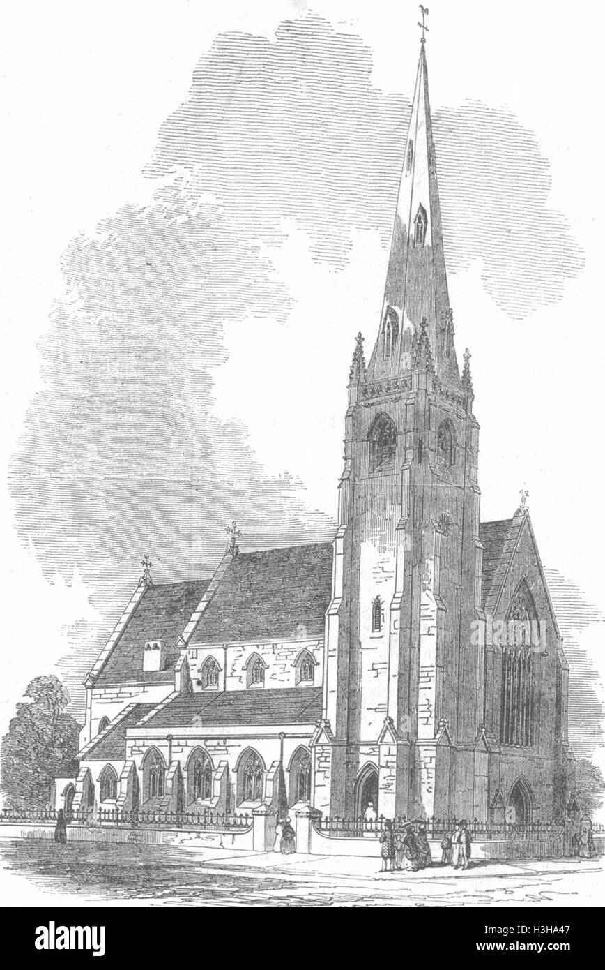 LONDON New Church of St Gabriel, Warwick Sq, Pimlico 1853. Illustrated London News Stock Photo