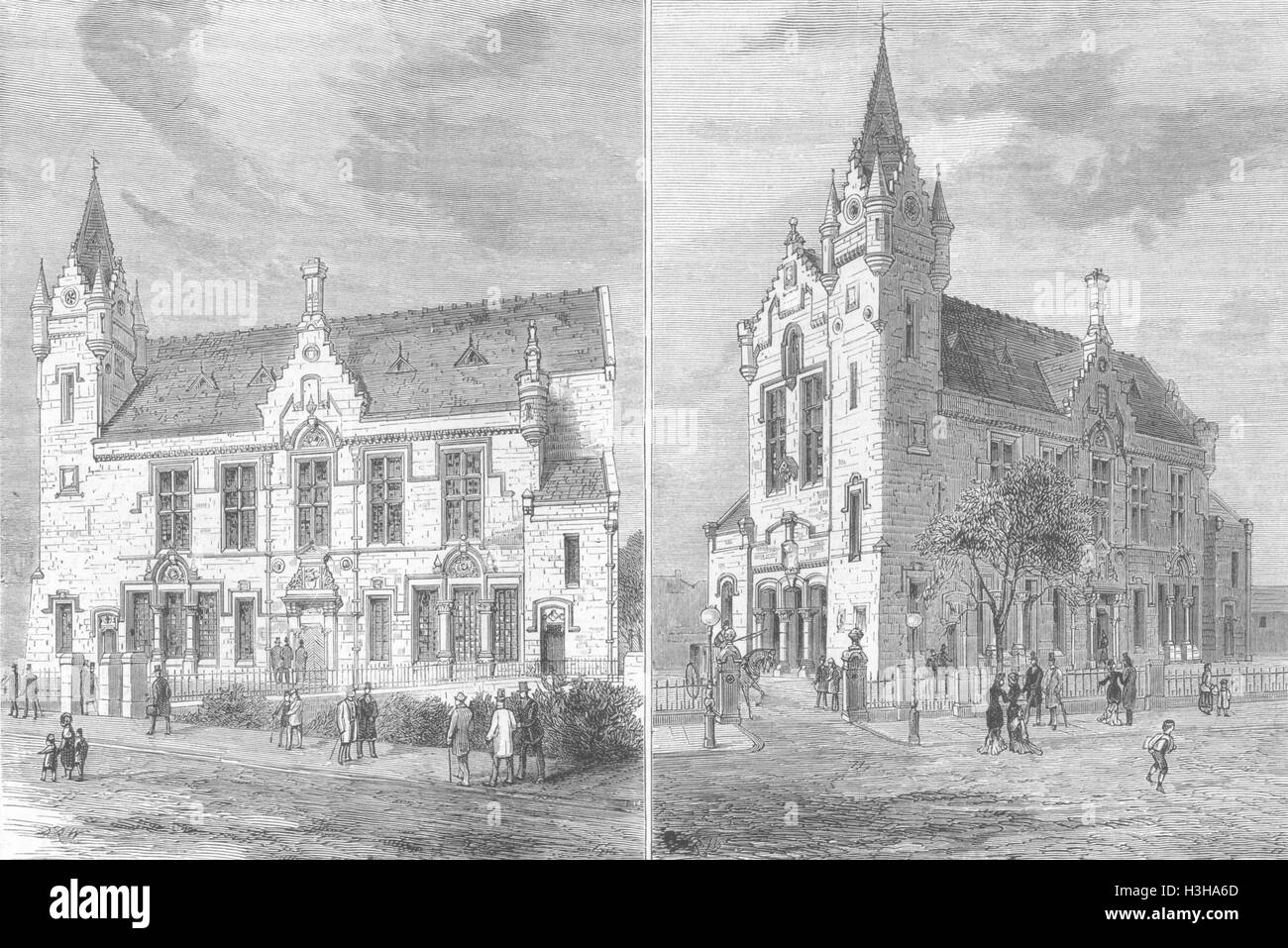 SCOTLAND Burgh Hall, Crosshill & Govan Hill, Glasgow 1880. The Graphic ...