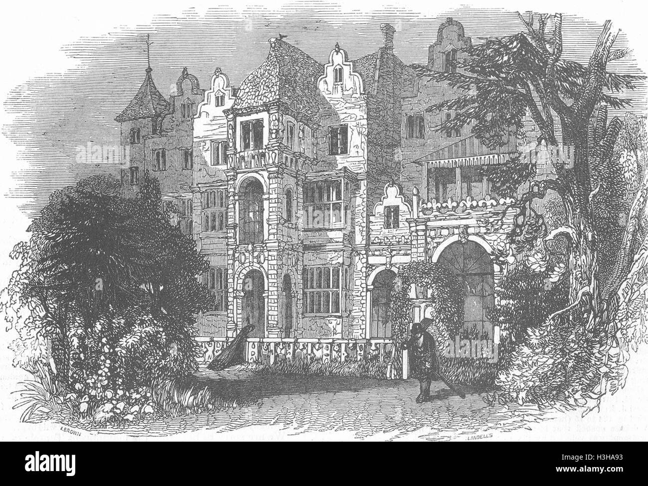 LONDON Holland House-south front 1847. Illustrated London News Stock Photo