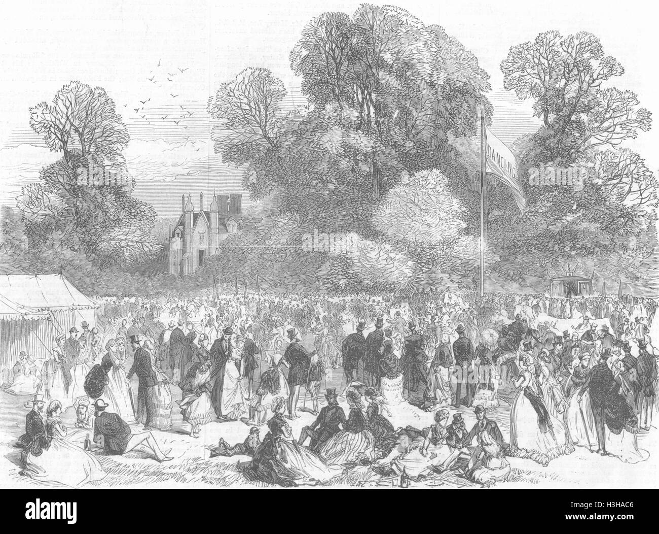 BERKS Widows, Orphans fete, Beckett Park, Shrivenham 1870. Illustrated London News Stock Photo