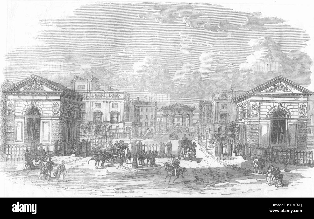 LONDON New entry to Euston Square Station 1870. Illustrated London News Stock Photo